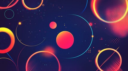 Poster - Abstract glowing circle lines on dark blue background. Geometric stripe line art design. Modern shiny blue lines. Futuristic technology concept. Suit for poster, cover, banner, brochure, website