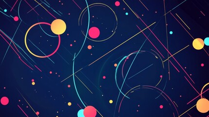 Poster - Abstract glowing circle lines on dark blue background. Geometric stripe line art design. Modern shiny blue lines. Futuristic technology concept. Suit for poster, cover, banner, brochure, website