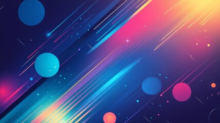 Poster - Abstract glowing circle lines on dark blue background. Geometric stripe line art design. Modern shiny blue lines. Futuristic technology concept. Suit for poster, cover, banner, brochure, website