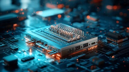 Poster - detailed image of a modular network router with ports for wan lan and usb connectivity providing cle