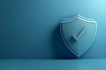 Poster - 3D render of a blue shield with a checkmark.