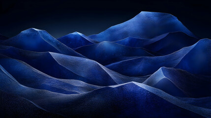 Poster - Abstract blue landscape, dark, mountainous, textured, night scene.