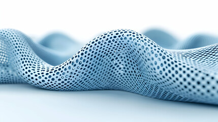 Poster - Abstract blue perforated wavy surface.