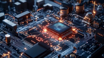 Leinwandbilder - technological marvels and circuit board innovations a graphic perspective on the cybernetic digital 