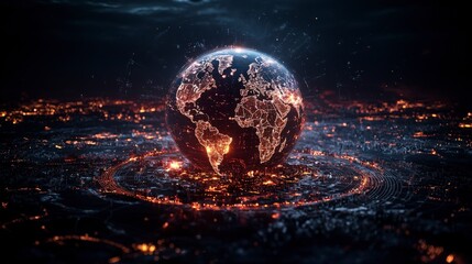 Poster - Visualizing global governance the dynamic interconnectedness of nations digital art nighttime futuristic concept