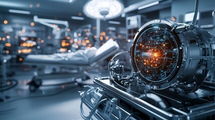 Fototapete - Revolutionizing patient care high-tech digital interfaces and clean environments in futuristic healthcare innovations