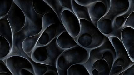 Poster - Abstract dark gray organic shapes, textured background.