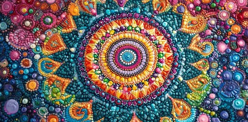 Poster - A vibrant mandala design featuring colorful patterns and textures.