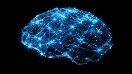 Poster - Abstract glowing blue brain network.