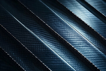 Poster - Close-up of dark blue carbon fiber material with diagonal lines and textured surface.