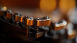 © Home Stock - Close-up of metallic typewriter mechanism.
