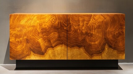 Wall Mural - Wooden Cabinet with Intricate Grain Pattern