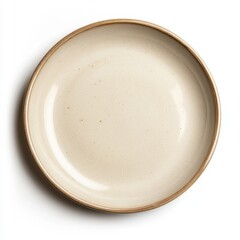 beige stoneware dinner plate isolated on white background