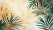 © scrdy - Tropical Palm Leaves Shadow Background, Beige, Teal, Gold