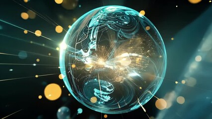 Poster - Big data is flowing around a digital earth, connecting global networks and representing the concept of global communication and information exchange in the digital age