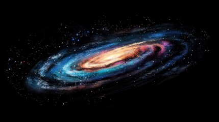 Poster - Intricate illustration of a distant galaxy with vibrant colors and stunning details showcasing cosmic wonders