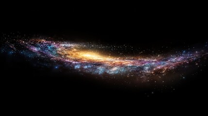 Poster - Intricate illustration of a distant galaxy with swirling colors and bright stars illuminating the cosmic expanse