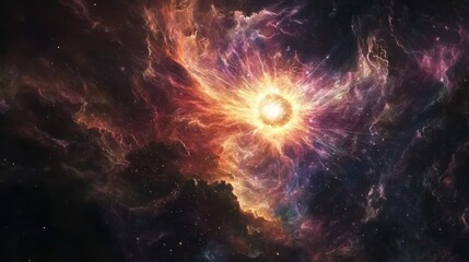 Poster - Stunning cosmic display of vibrant colors illuminating the depths of space during a star formation event