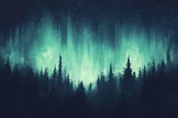 Enchanting Aurora Borealis Over Silhouetted Forest