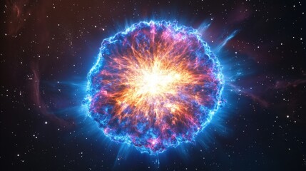 Poster - Explosive beauty of a supernova captured in vibrant colors revealing cosmic phenomena and stellar evolution
