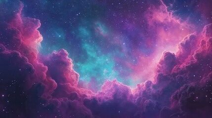 Poster - Stunning cosmic vista showcasing a vibrant nebula with swirling colors in deep space during a celestial event