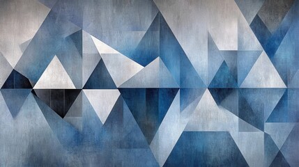 Poster - Sleek geometric design featuring blue and gray tones with sharp angles and smooth gradients