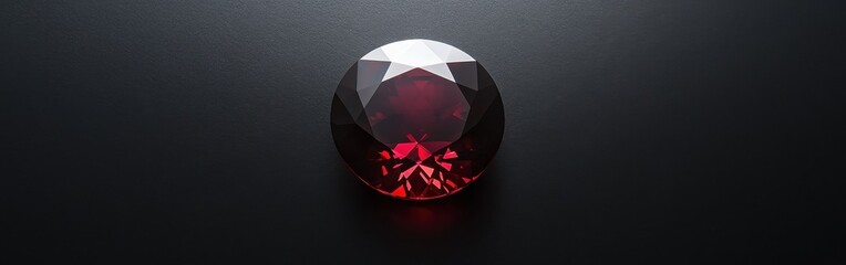 Poster - Radiant garnet gemstone showcasing deep red tones resting on a dark surface