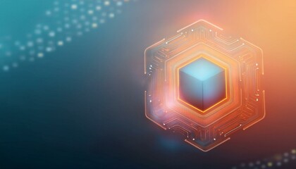 Consumer future and technology concepts: Quantum computing concept, glowing circuits and particles.