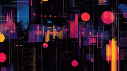 Aufkleber - Futuristic abstract wallpaper featuring vibrant colors and dynamic patterns in a digital landscape