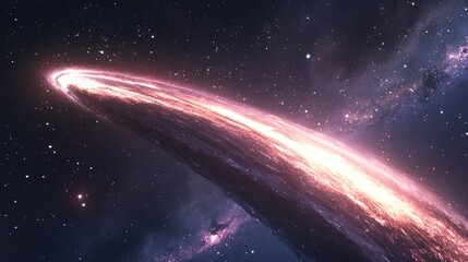 Poster - Comet gliding through the cosmos with fiery tail illuminating the night sky
