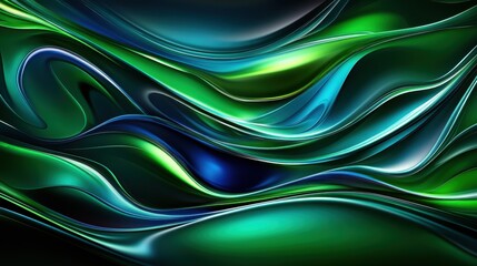 Poster - dynamic pattern of flowing digital waves in rich hues and textures created by computer graphics