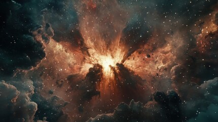 Poster - Captivating view of a supernova explosion illuminating the cosmos with vibrant colors and intricate patterns