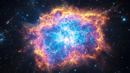 Poster - Captivating view of a supernova explosion illuminating the cosmos with vibrant colors and dynamic energy