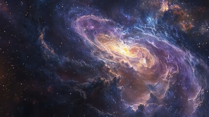Poster - Swirling galaxy reveals vibrant colors and cosmic formations in deep space