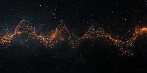 Poster - A mesmerizing wave of glowing particles on a dark background, evoking a cosmic or ethereal atmosphere.