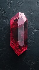 Poster - Polished ruby showcasing intense red color on dark surface with natural lighting highlighting its facets