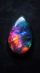 Poster - Polished opal showcasing vibrant colors and intricate patterns in a teardrop shape