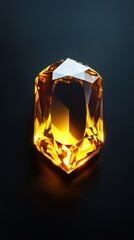 Poster - Striking golden yellow topaz gemstone illuminated against a dark background showcasing its brilliant facets and clarity
