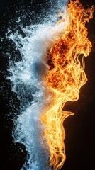 Aufkleber - Dynamic contrast of water and fire captured in an artistic double exposure blend during twilight
