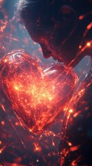 Poster - heart illuminated by glowing torsion energy in a mystical, dreamlike atmosphere