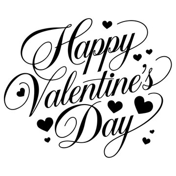 Valentines Day Calligraphy text with Heart shape  on white background.