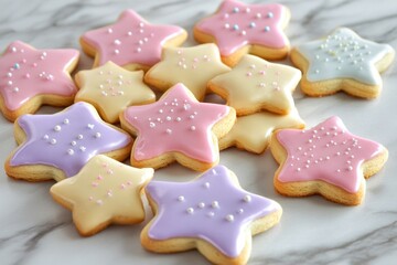 Wall Mural - Colorful Star-Shaped Iced Cookies