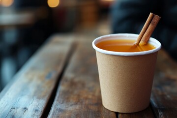 Wall Mural - Warm Apple Cider in a Paper Cup