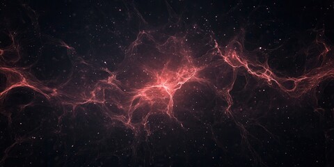 Poster - A cosmic scene depicting a vibrant, swirling nebula with shades of red against a dark background, evoking the mysteries of the universe.