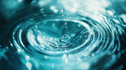 Poster - Rippling water surface crystal clear turquoise pool sunlight reflections