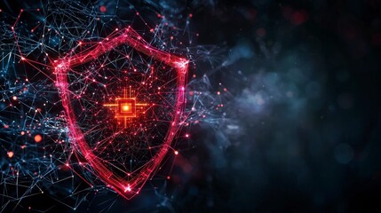 Fototapete - Abstract technology concept digital shield symbol safeguarding network security in virtual cyber environment art