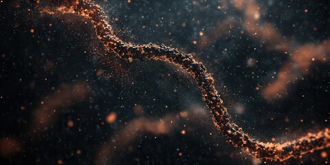 Aufkleber - Abstract visualization of a flowing structure, featuring shimmering particles and a dark background, evoking a sense of depth and motion.