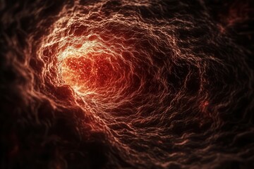 Aufkleber - A swirling, dark cosmic vortex illuminated by glowing red and orange hues, evoking a sense of depth and mystery in the universe.