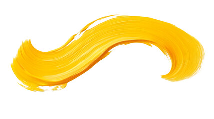Poster - Twisted yellow paintbrush stroke with an artistic curve, isolated on transparent