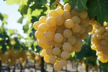 Canvas Print - Yellow Grapes Hanging from Tree